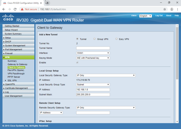 Cisco easy vpn client